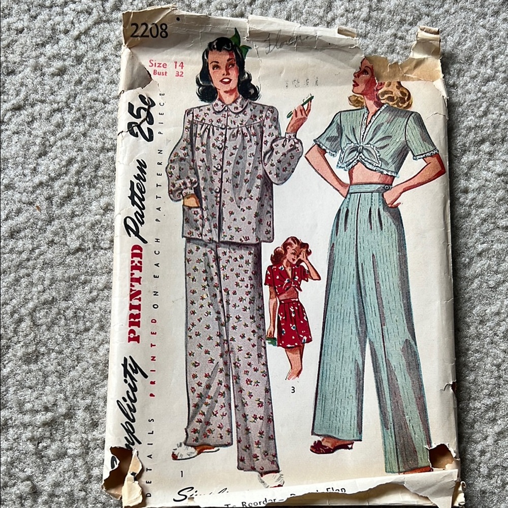 Vintage 1940’s 2pc set pattern